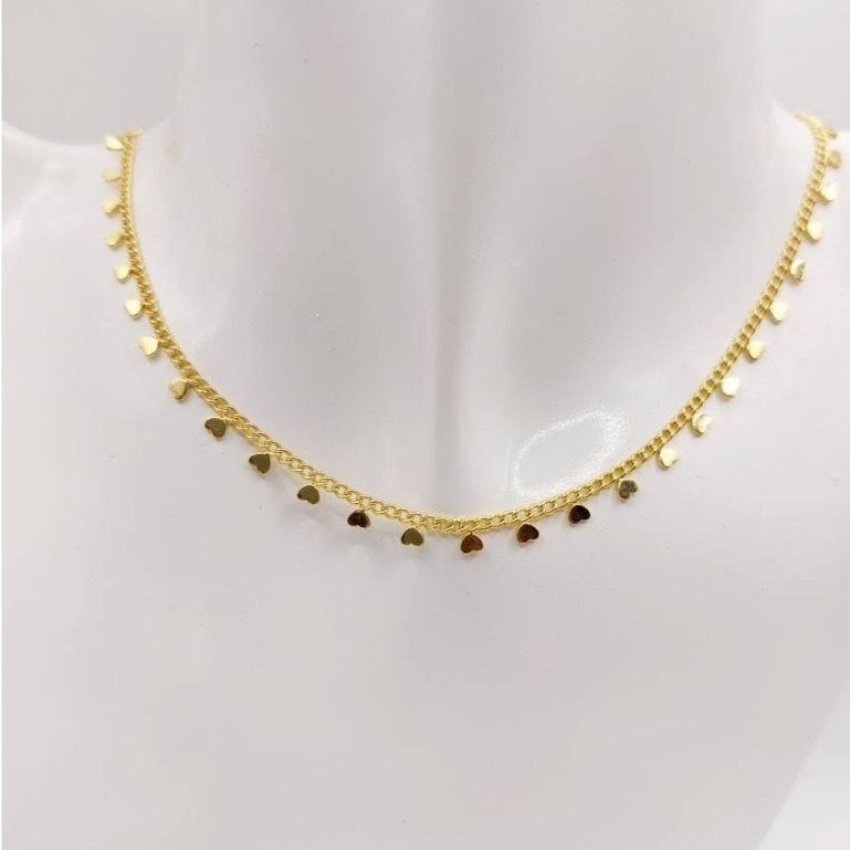 colar Choker mini coração Folheado Banho de ródio semijoias ouro 18k a prata 925