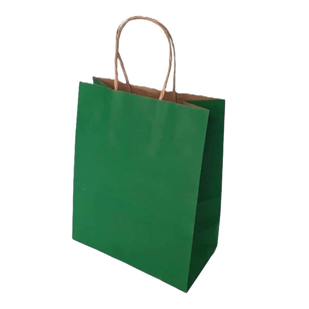 10 SACOLA  DE PAPEL VERDE ESCURA 21,5X17,5X8,5 (LC) REF:5006 em Oferta na Shopee