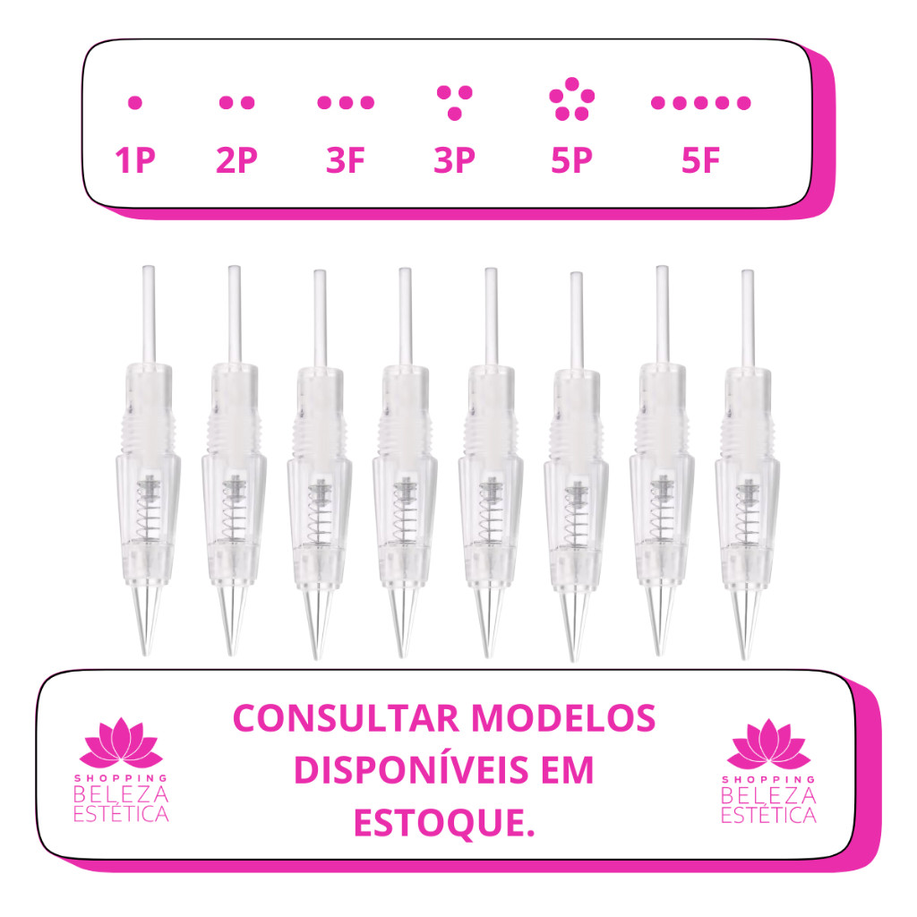 Kit 10 Agulhas Dermografo De Rosca 1, 3 e 5, 7 Pontas Circular ou Linear