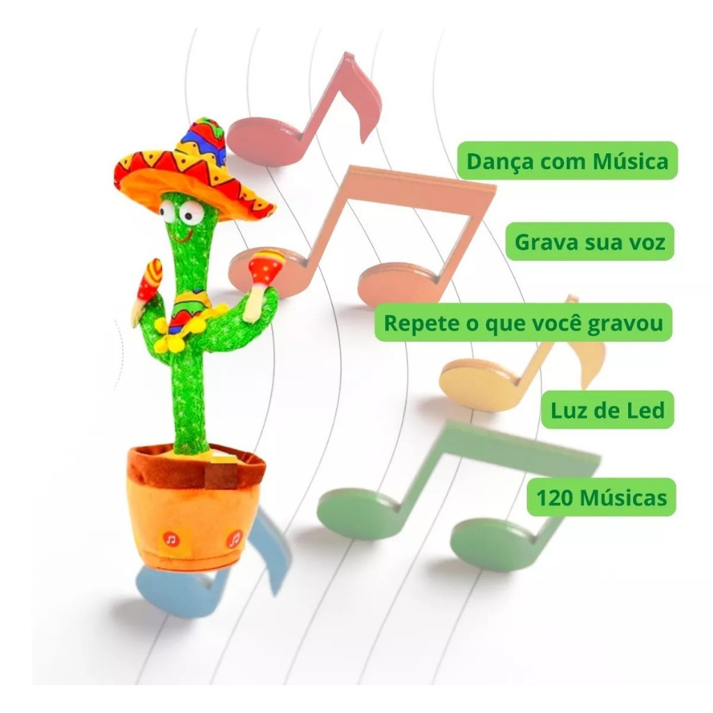 Cacto Brinquedo Falante Dançante Músicas Repete Falas Presentes Infantis Natalinos