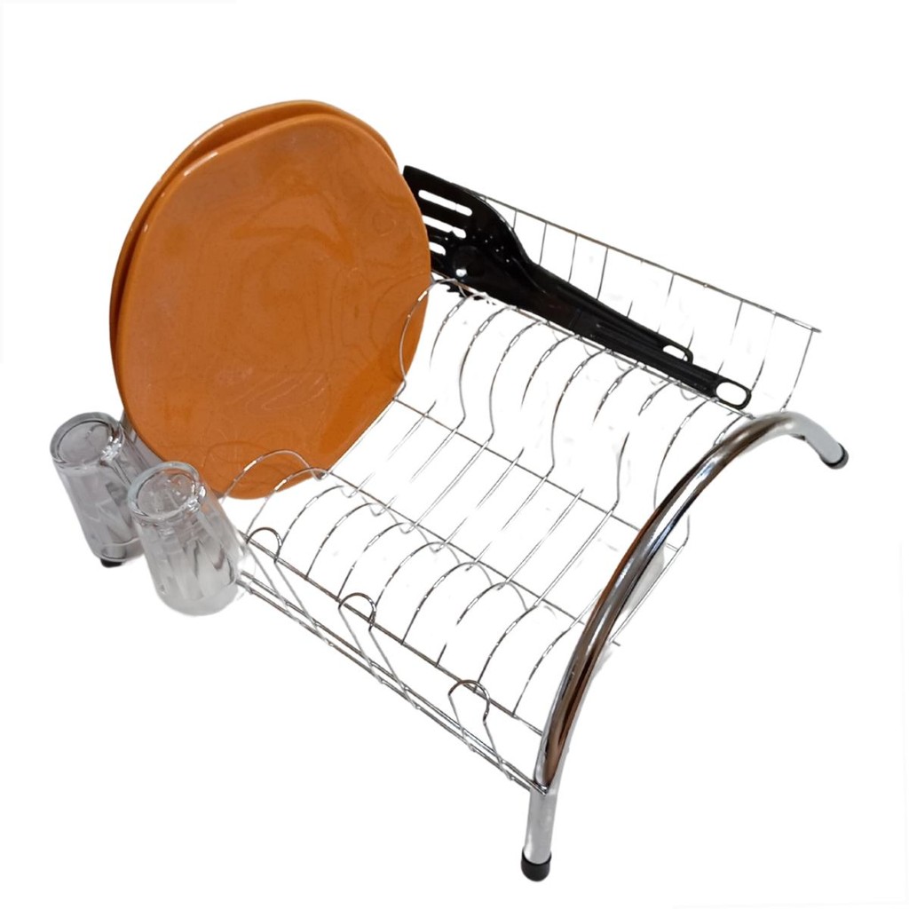 Escorredor De Louça Porta Talheres Pratos E Copos Arco Cromado Inox Cozinha Organizada