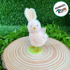 Enfeite Decorativo de Páscoa - Pintinho Rosa com Orelha de Coelho - 14cm - 1 unidade - Cromus - Rizzo