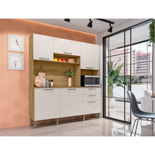 Cozinha Ambiente Ferrara 6 Portas e 2 Gavetas Freijó Soft - Kits Paraná em Oferta na Shopee