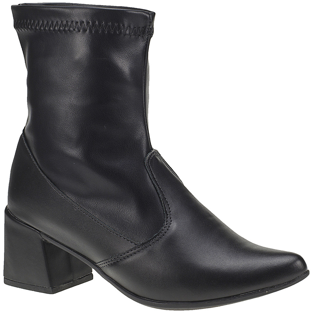 Bota Feminina Cano Curto com Stretch Salto Grosso e Bico Fino Moda Fashion 067 - *várias cores