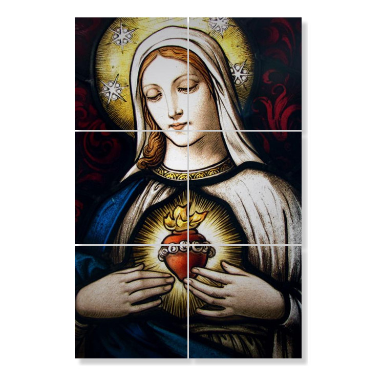 Kit Quadros Virgem Maria Barroco Em Azulejo 60x40cm