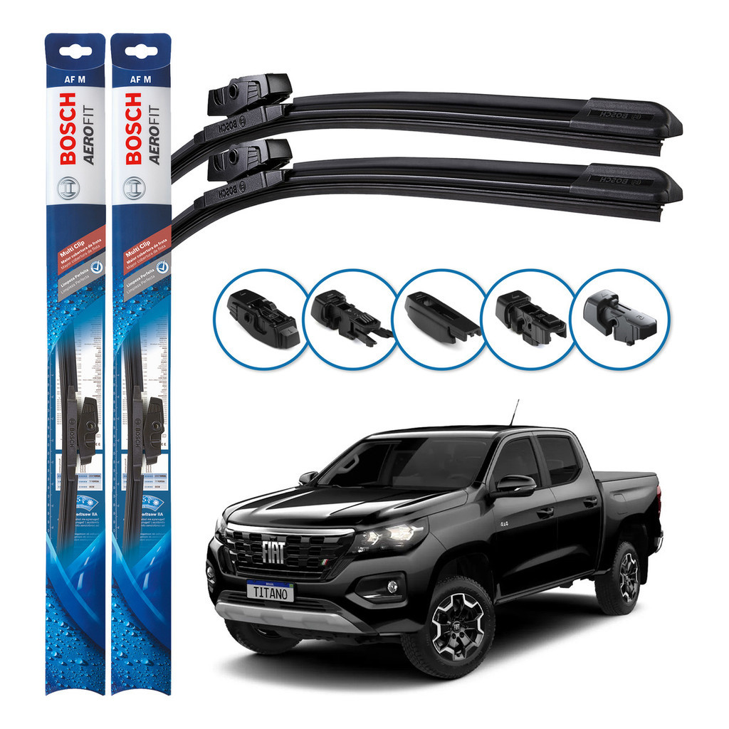 Par de Palhetas Limpador Parabrisa Multiclip Original Bosch Fiat Titano 2023 E 2024