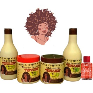 Kit Ativador de Cachos Afrohair Cupuaçu (4 itens) + 1 Oleo Mirra 10ml Pronta Entrega em Oferta na Shopee