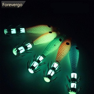 FOREVERGO 5Pcs Lula Luminosa Lulas Falsas Iscas Noctilucent Octopus Hook Jigs Pesca Tackle Set Glow in Dark A9I9