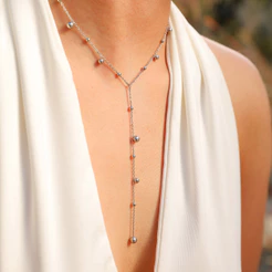 Vnox Silver Bead Chain Colar Longo De Corrente De Contas De Prata Para Mulheres , 18K Gold Elo Aço Inoxidável , Fahion Ins Jewelry