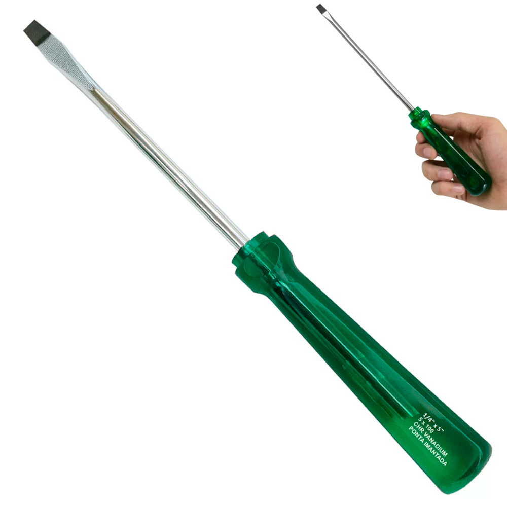 Chave De Fenda Manual Aço Cr-V 6x125mm - 1/4 x 5 Pol. Profissional em Oferta na Shopee