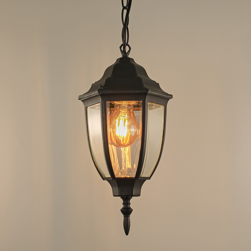 Pendente Colonial Externo Alumínio e Vidro Preto PD2166 em Oferta na Shopee