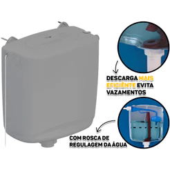 Caixa De Descarga Parede Plástica Suspensa Para Vaso Sanitário Sem Engate 6 A 9 Litros Tigre Original