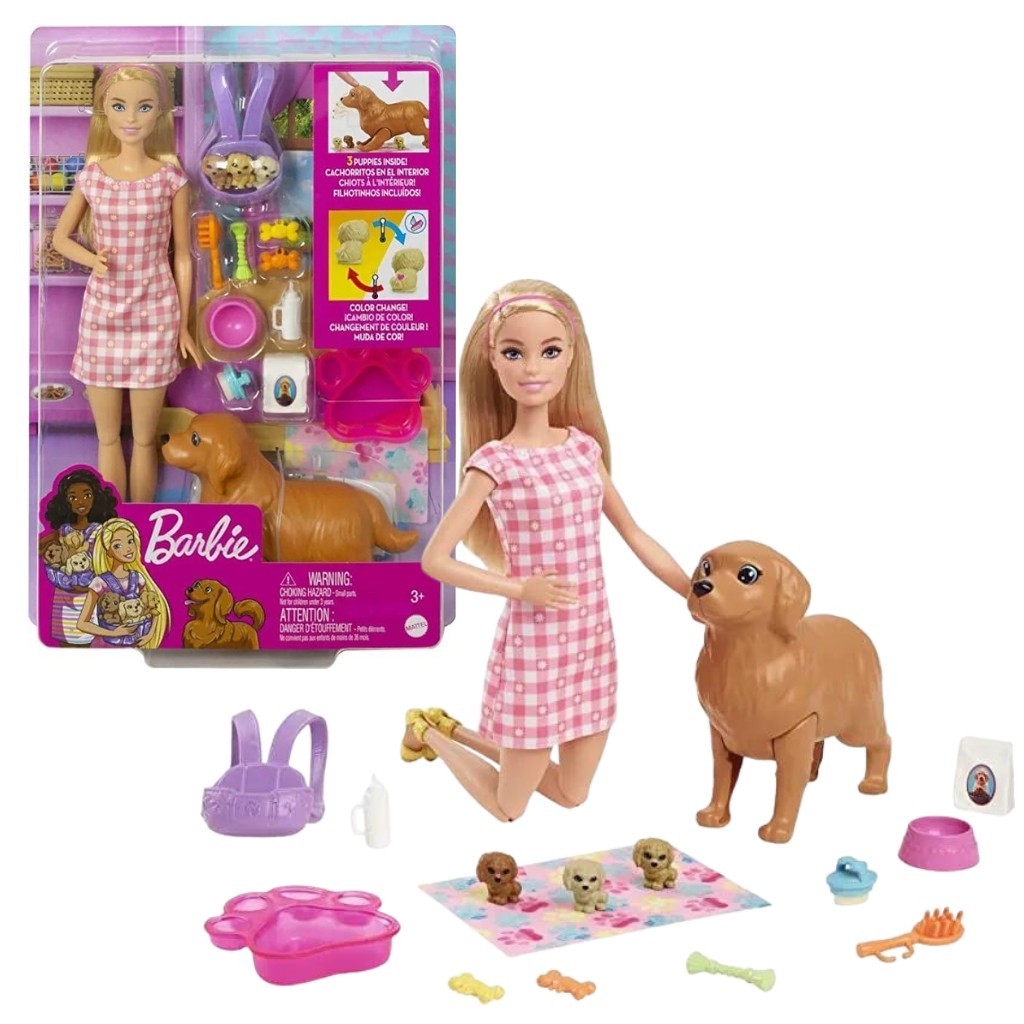 Boneca Barbie Cachorrinhos Recém Nascidos HCK75 - Mattel