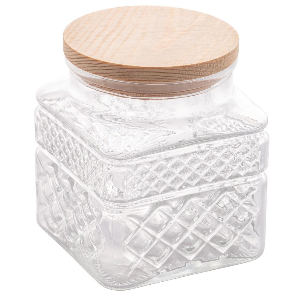 Pote Mantimentos Vidro 600ml Tampa Madeira Wolff para Grãos Temperos Chás Biscoitos Organização Cozinha Prática Elegante · foto 2