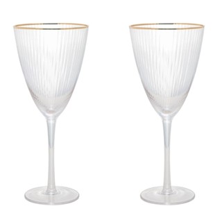 2 Taças Wolff de Vidro para Vinho com Borda Dourada 400ml em Oferta na Shopee