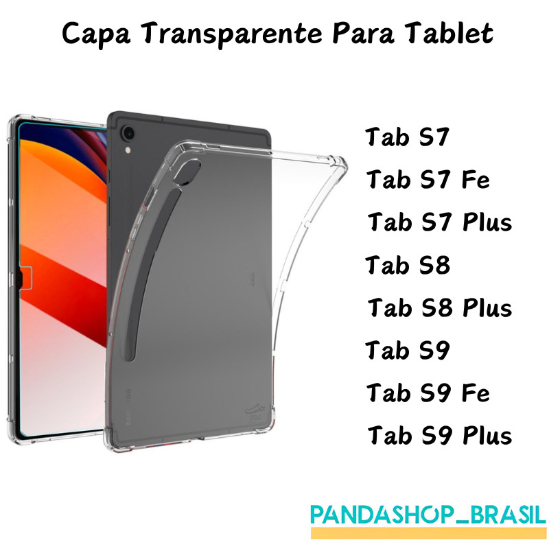 Capa Case Capinha Transparente Anti Shock Para Tablet Samsung S7/S7Fe/S7Plus/S8/S8Plus/S9/S9Fe/S9Plus