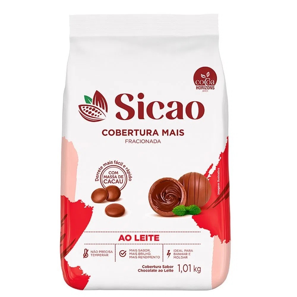 Cobertura Fracionado Mais Ao Leite Gotas 1,01kg Sicao em Oferta na Shopee