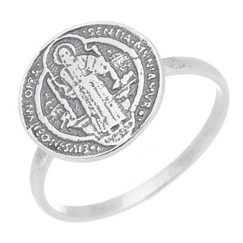 Anel Feminino Prata 950 Medalha São Bento Estilo Moderno