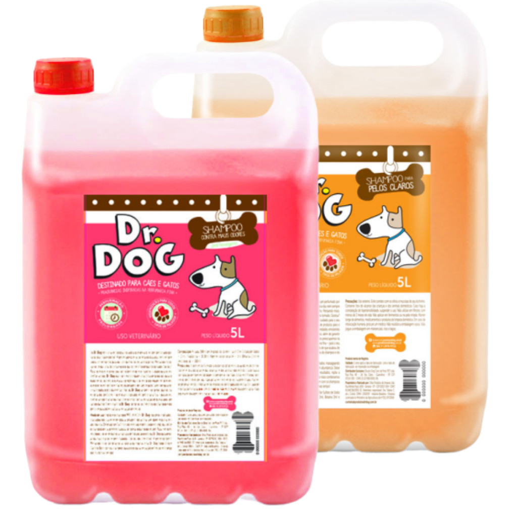 Kit Shampoo Neutralizador Odor Pet+ Xampu Clareador Pet 5L Anti alérgico Banho Tosa Pet shops