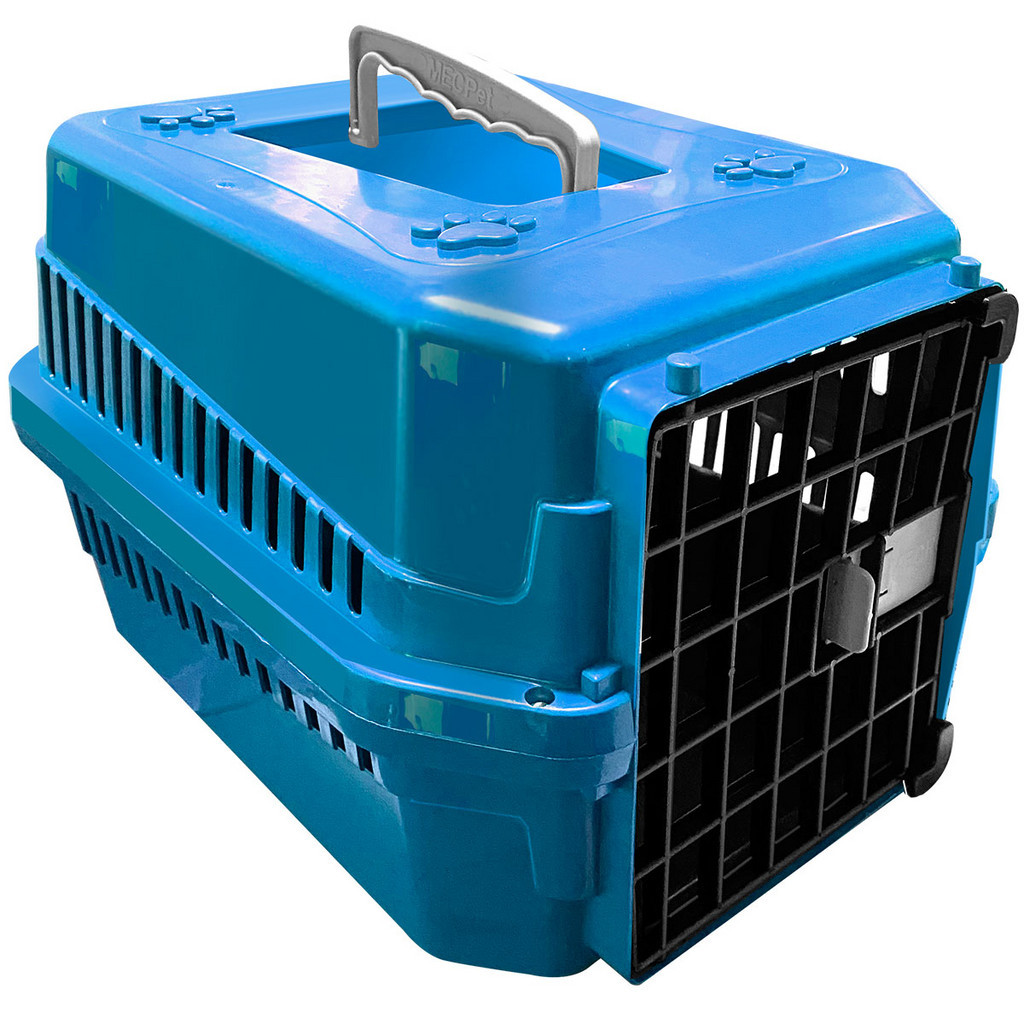Caixa Casinha Transporte Filhotes Cachorro Gato N0 MEC Pet Azul.
