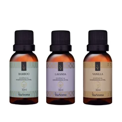 Kit 3 Essências Hidrossolúvel Via Aroma - Bamboo, lavanda e Vanilla