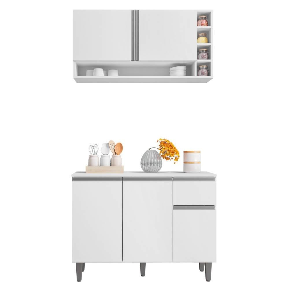 Balcão de cozinha e Armário aéreo Vanessa Branco - AJL Móveis em Oferta na Shopee