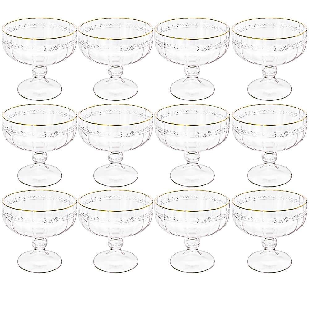 Taça De Sobremesa Em Cristal Imperial Fio De Ouro 200ml 12 Peças - Lyor em Oferta na Shopee