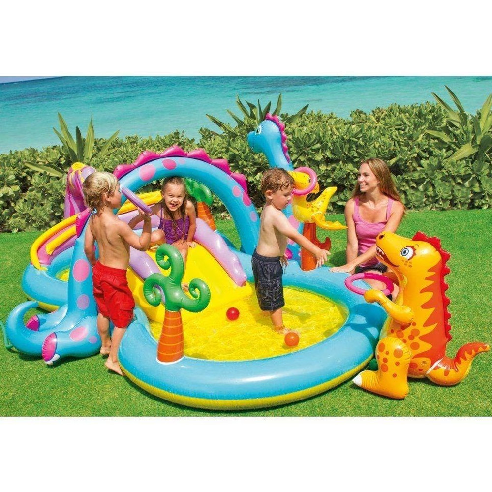 Piscina Playground Infantil Mundo Encantado dos Dinossauros 290 Litros Intex · foto 2