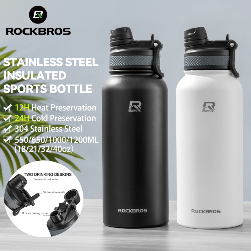 ROCKBROS Tumbler Isolado A Vácuo Para Água Quente E Fria 304 Garrafa Dupla De Potável De Aço Inoxidável 18/21/32/40oz Com Palha em Oferta na Shopee