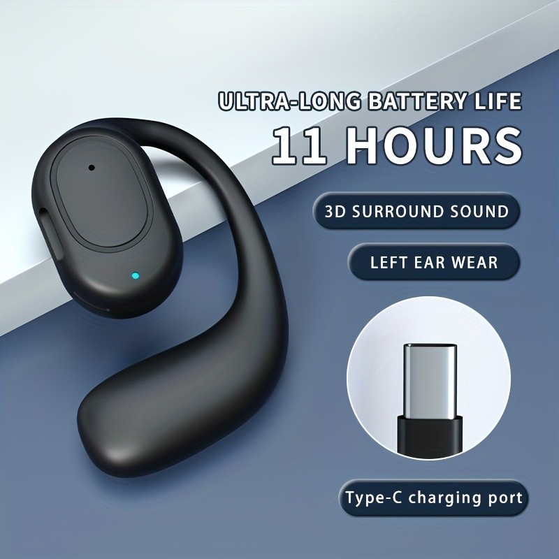 Fone De Ouvido Sem Fio Clipe Para Bluetooth 5.3 Estéreo HiFi Digital Sports Wireless Earbud Com Microfone