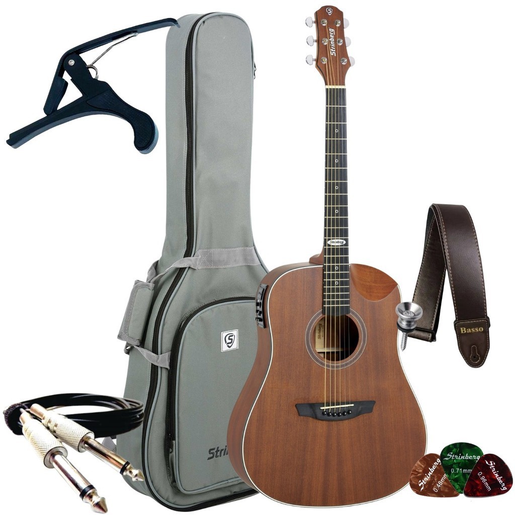 Kit Violão Strinberg Folk Elétrico SD201HC Half Cutaway + Acessórios em Oferta na Shopee