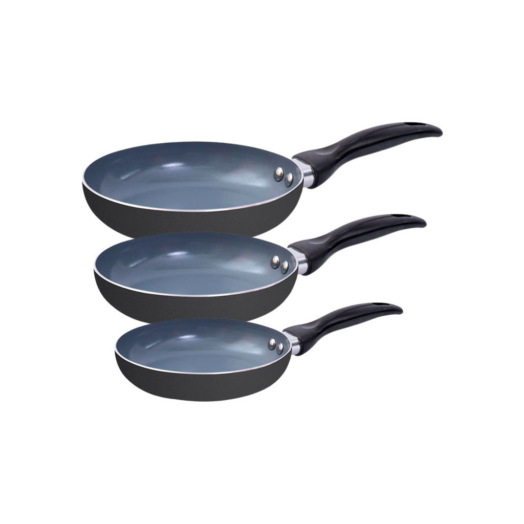 jogo de frigideiras 3 pçs antiaderentes de cerâmica e alumínio - oikos em Oferta na Shopee