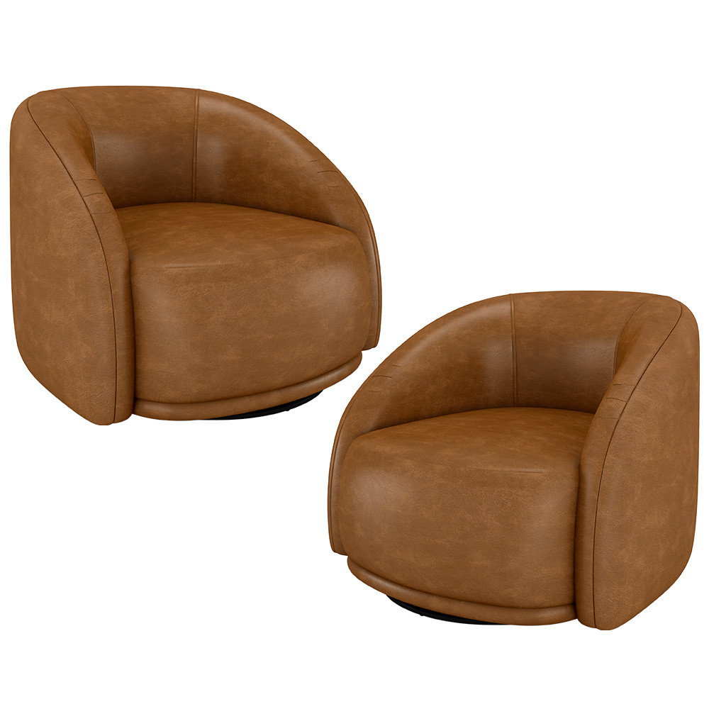 Kit 02 Poltronas Decorativa Giratória Angelina M03 Couríssimo Whisky - Lyam Decor - Home & Living