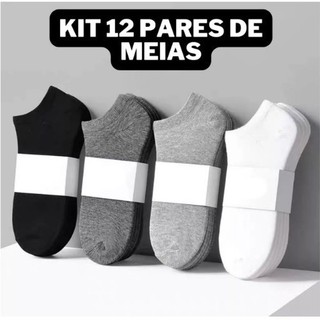 Meias Soquete de algodão 12 Unidades 6 Pares de Meia