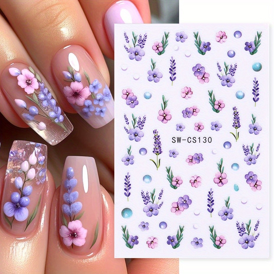 Detalhes do 8 Folhas Tema De Verão Flores De Arte De Unhas Autocolante Floral Daisy Butterfly Design Simples Decalques Charme Grace DIY De Decoração