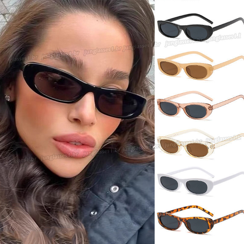 Óculos De Sol Europeus E Americanos De Armação Pequena Oval Retrô Para Mulheres Homens Olhos De Gato Tons Estreita Resistência UV em Oferta na Shopee