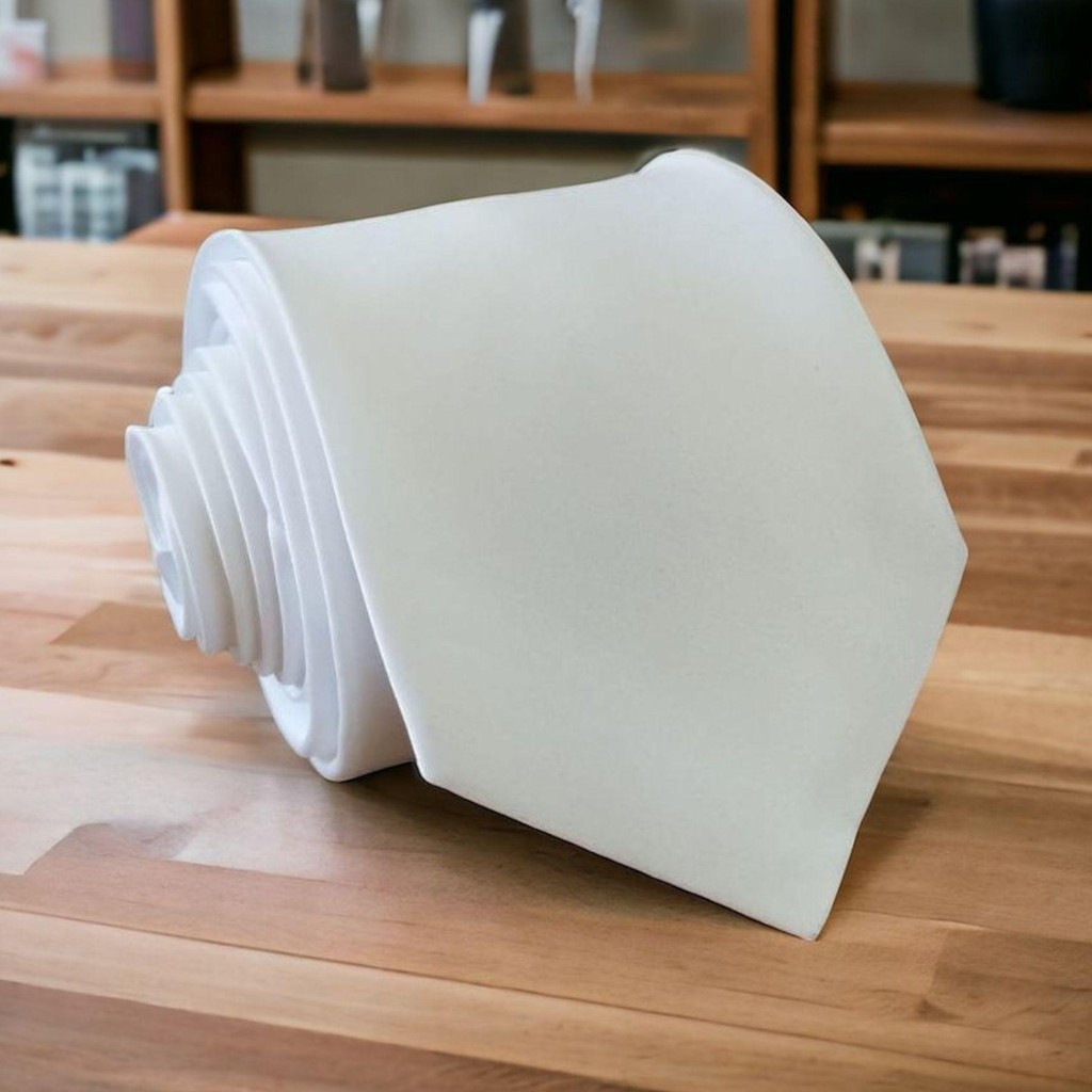 Gravata Semi Slim Branca Fosca