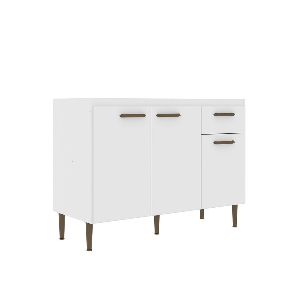 Balcão de Cozinha para Pia 120 Cm 3 Portas 1 Gaveta Ipê/Cristalo - Decibal em Oferta na Shopee