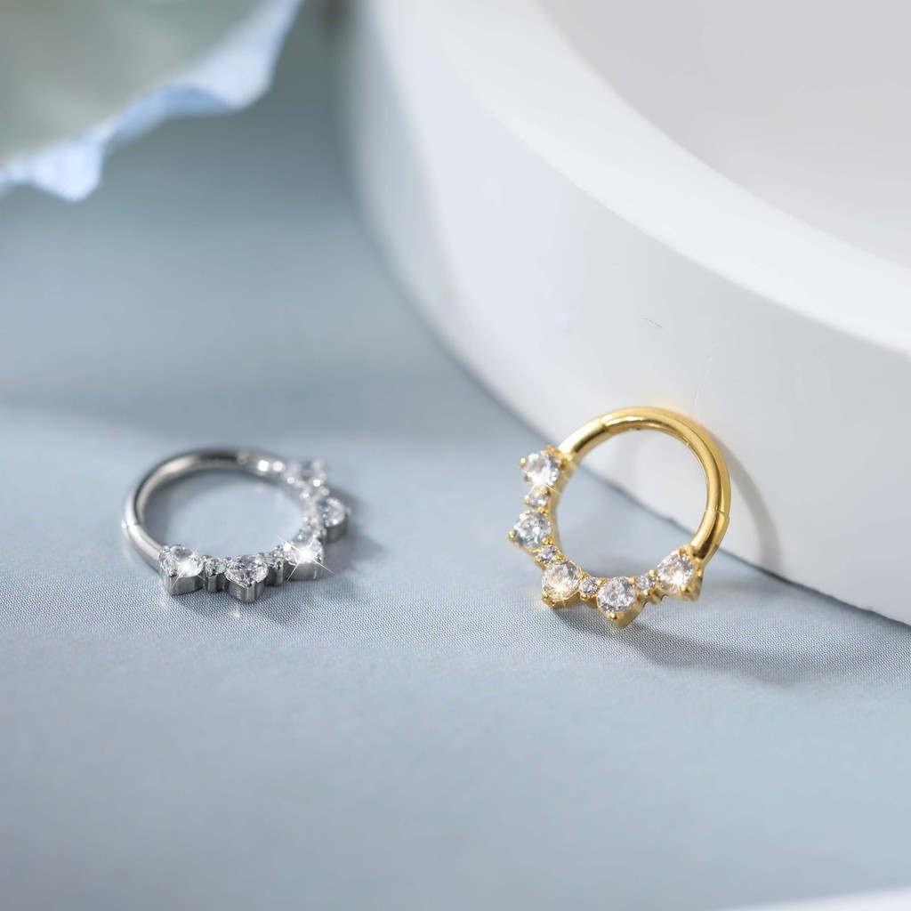 Detalhes do Lomiss Piercing Helix Conch Argola Titânio Pvd Detalhe Zircônia Orelha Nariz Daith