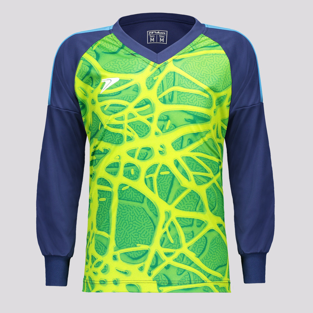 Camisa Manga Longa Poker Goleiro Fio Juvenil Azul e Verde em Oferta na Shopee