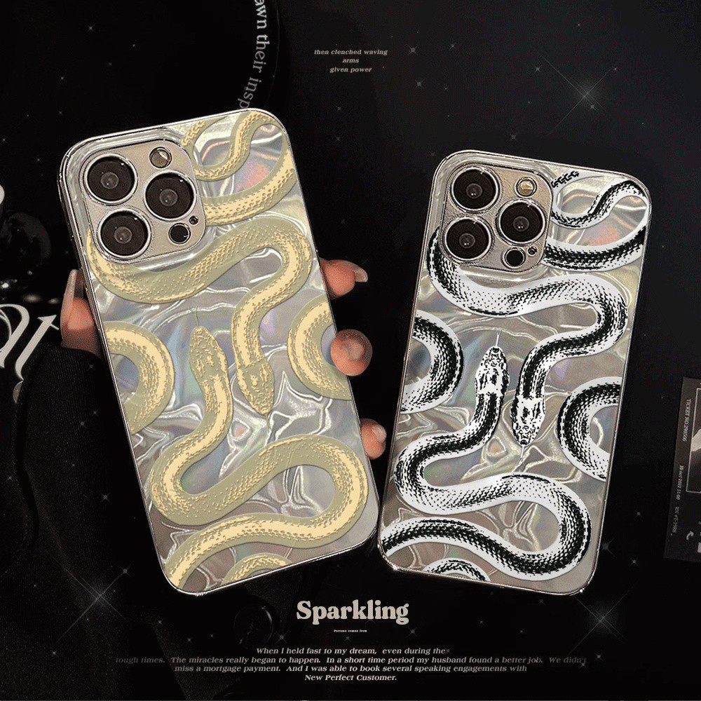 Capa Para Samsung S24 Plus S23 FE S23Ullta S21 S22 S20 A56 A55 A54 A16 A15 A35 Criativo Cobra Dourada Ondas De Água Ondu