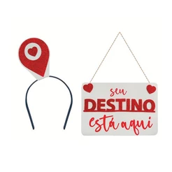 Fantasia de Carnaval Adulta pra Casal Kit Plaquinha e Tiara Com Frases