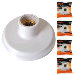 Plafons de Plástico Foxlux com Bocal de Porcelana E27 | durabilidade e resistência Kit com 5