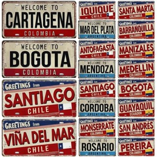 Chile Argentina Equador Colômbia Placa De Licença Marco Sinal De Metal Cidade Estado Decorativo Carro Garagem Clube Bar em Oferta na Shopee