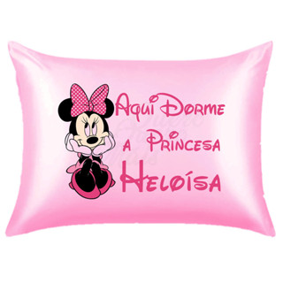Fronha Cetim Rosa Personalizada Estampa Minnie com Nome m1 em Oferta na Shopee