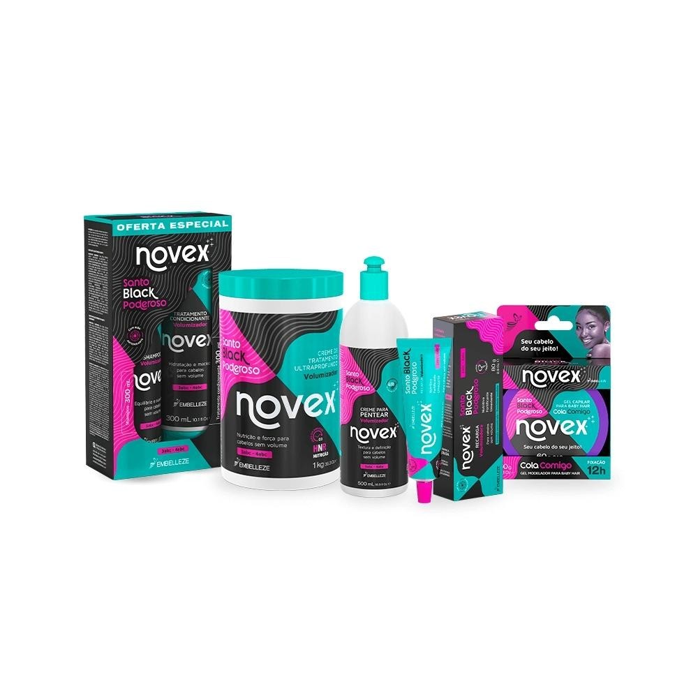 Kit Novex Meus Cachos Santo Black Poderoso Família Completa em Oferta na Shopee