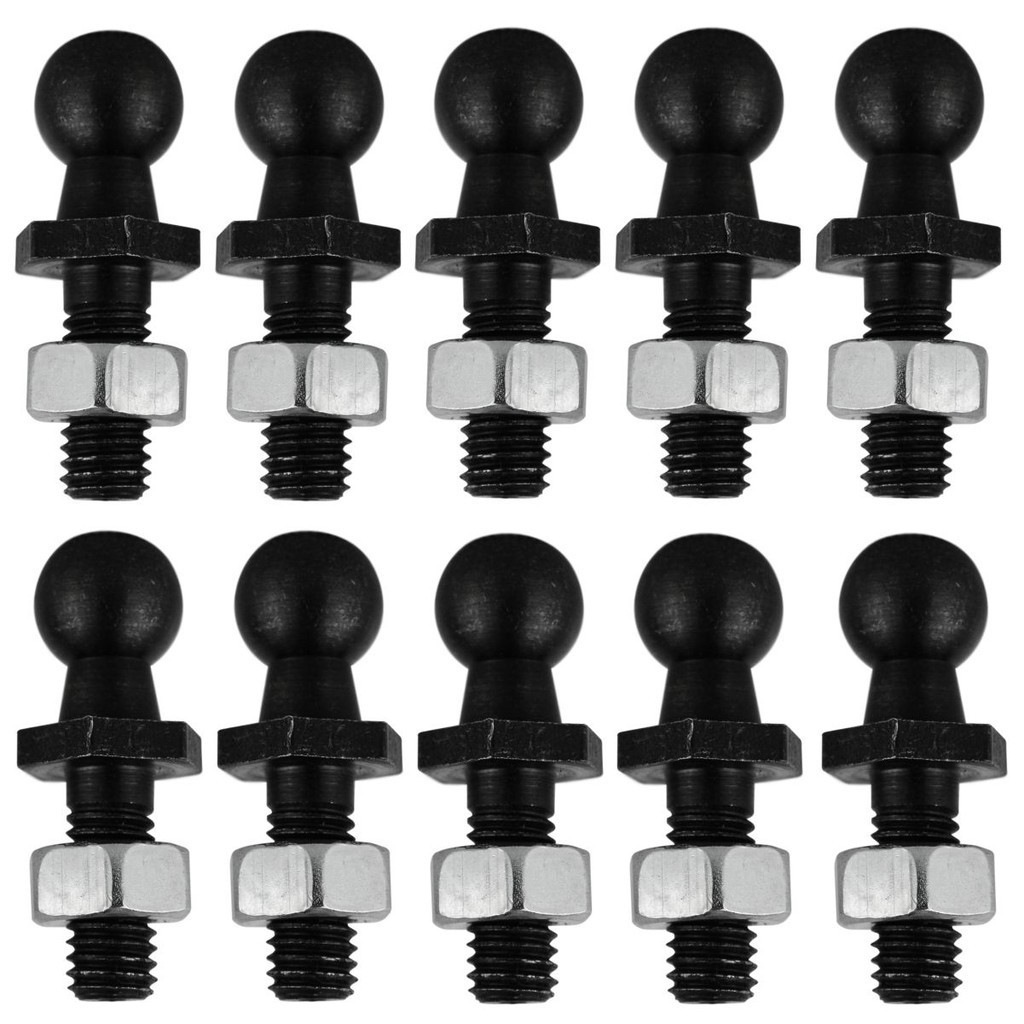 Kit 10 Parafuso Pino Esférico para Amortecedor Porta Mala Capô Rosca M6 6mm