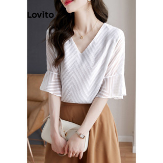 Lovito Blusa Elegante De Tecido De Textura Lisa Para Mulheres LNL43199