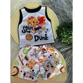 Conjunto de Bebê Menino Safari, Tubarão, Golfinho, Tigrinho Shorts + Camiseta veste até 8 Meses