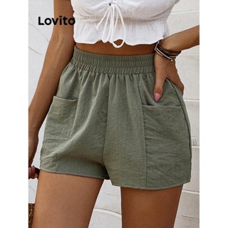 Lovito Shorts Casuais De Bolso Liso Para Mulheres LNL46039
